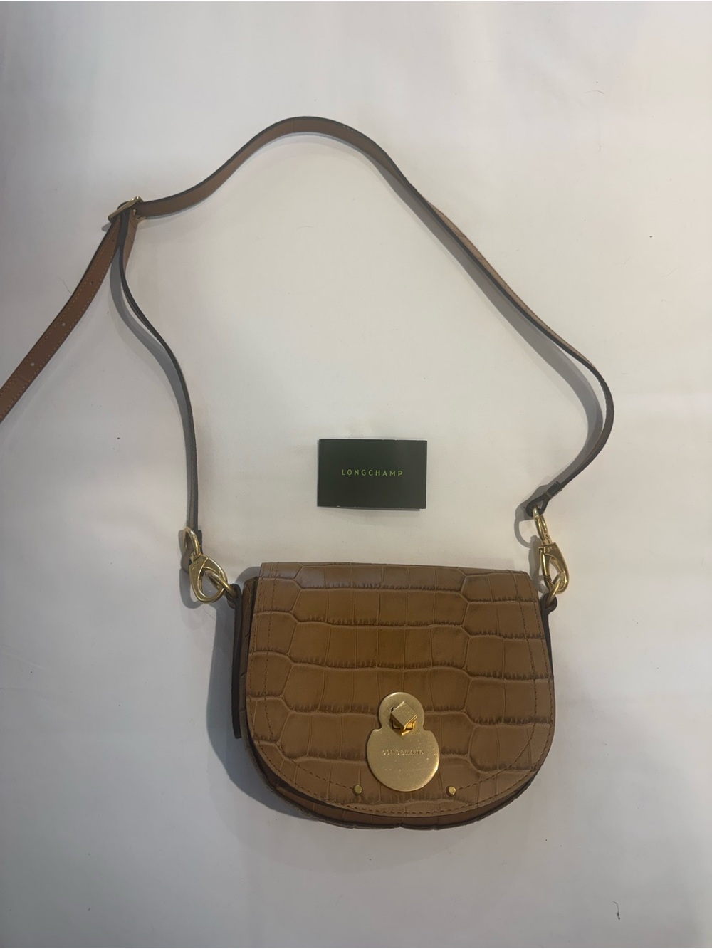 Longchamp Cavalcade croc-embossed leather shoulder bag